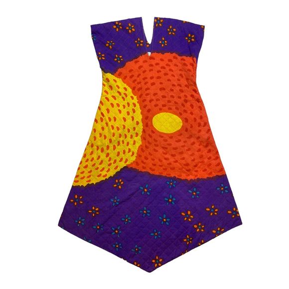 MARIMEKKO Suomi-Finland Vintage 1970's Quilted Maxi Dress - Picture 2 of 10